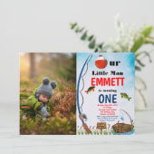 魚釣りテーマリールフィッシュボーイ1st任意の年齢誕生日 招待状 (スタンド正面)