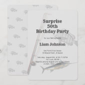 魚釣りテーマ成人男性バースデーパーティー 招待状 (正面/裏面)