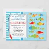 魚釣りテーマ誕生日パーティーの招待 招待状 (正面)