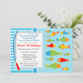 魚釣りテーマ誕生日パーティーの招待 招待状 (スタンド正面)