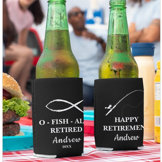 魚釣りテーマ退職パーティー 缶クーラー