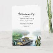 魚釣りテーマ，写真，ライフ葬儀のお祝い プログラム (正面)