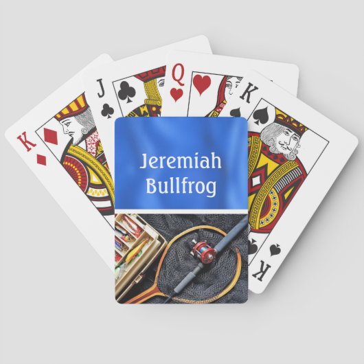 魚釣りデザイン（ロッドとリールのパーソナライズ名） トランプ (裏面)