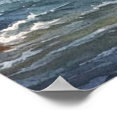 魚釣りデジタルウォーターカラーリバーカヌーのポスター ポスター (角)