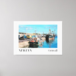 魚釣りトラウラーズアットニューリンハーバーコーンウォール キャンバスプリント