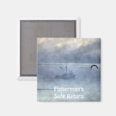 魚釣りトラウラー&シーガルフィッシャーマンズギフトマグネット マグネット (正面/裏面)