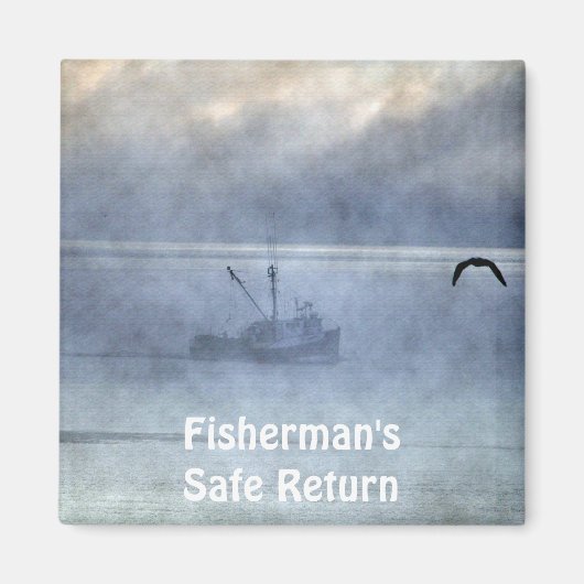 魚釣りトラウラー&シーガルフィッシャーマンズギフトマグネット マグネット (正面)