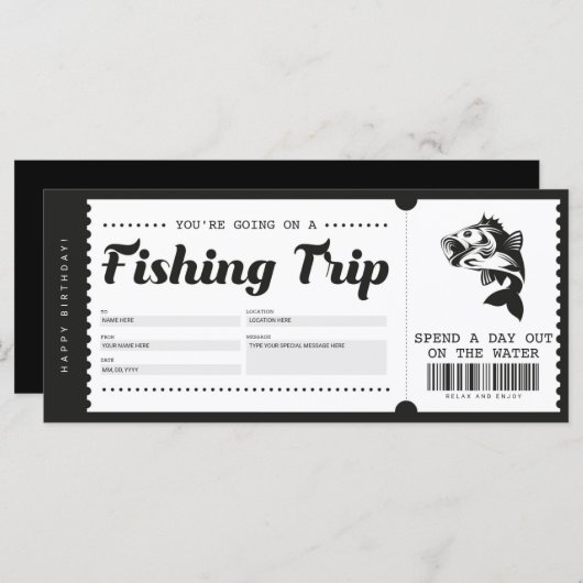 魚釣りトリップギフトチケット伝票証明書 (正面/裏面)