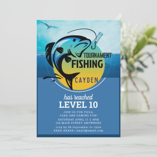 魚釣りトーナメント誕生日招待状 招待状 (スタンド正面)