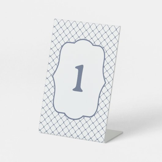 魚釣りネット立ちテーブル番号鋼青 台座サイン (正面)