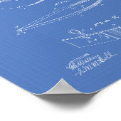 魚釣りネット1920特許技術青写真 ポスター (角)