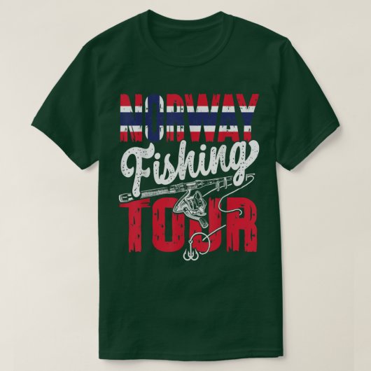 魚釣りノルウェー魚釣りツアーバケーションノルウェーFis Tシャツ (デザイン正面)