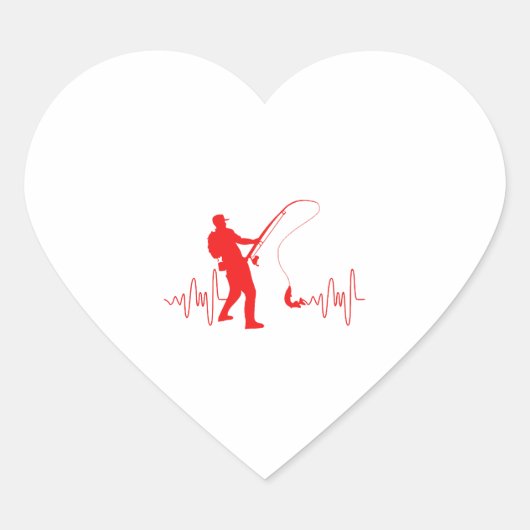 魚釣りハートビートフィッシャーマン魚釣り愛好家魚 ハートシール (正面)