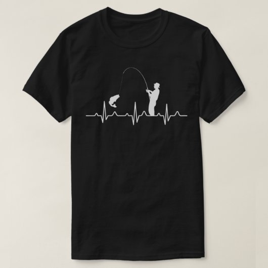 魚釣りハートビート Tシャツ (デザイン正面)