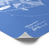 魚釣りバスケット1896特許技術青写真 ポスター (角)