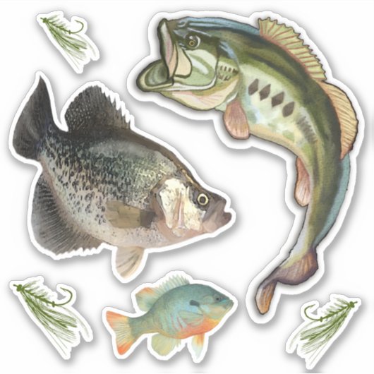 魚釣りバスブルーギルクラッパイフック シール (正面)