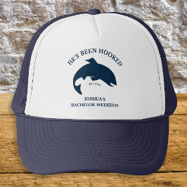 魚釣りバチュラーパーティ彼はフック海軍 キャップ