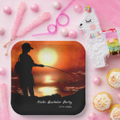 魚釣りバチュラーパーティ魚釣り恋人カラフル ペーパープレート (パーティー)