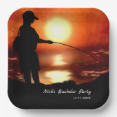 魚釣りバチュラーパーティ魚釣り恋人カラフル ペーパープレート (正面)