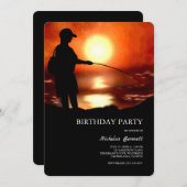 魚釣りバチュラーパーティ魚釣り恋人魚釣りカード 招待状 (正面/裏面)