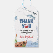魚釣りバースデーパーティーサンキューユーラベル ギフトタグ (正面)
