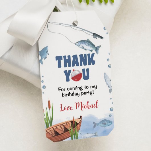 魚釣りバースデーパーティーサンキューユーラベル ギフトタグ