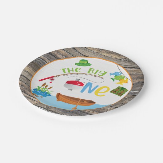 魚釣りバースデーパーティープレート ペーパープレート (アングル)