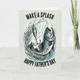 魚釣りパパが飛び散る カード