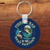 魚釣りパパはパートナー最高のである キーホルダー (正面)
