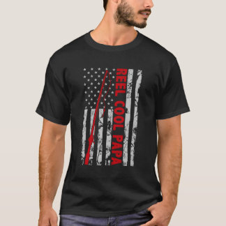 魚釣りパパアメリカ国旗のフィッシャー父の日 Tシャツ