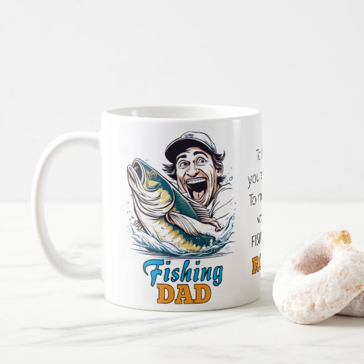 魚釣りパパハッピーファーザーズデイ コーヒーマグカップ (ドーナツ)