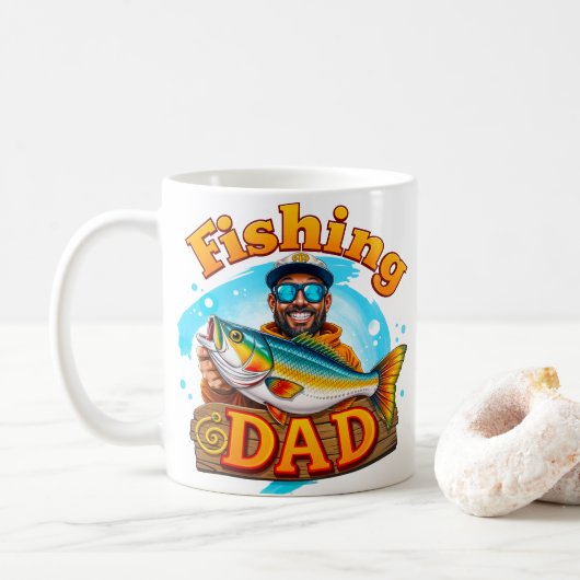魚釣りパパフィッシュグラフィティ コーヒーマグカップ (ドーナツ)