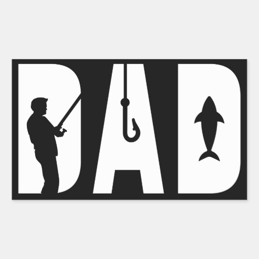 魚釣りパパメンズファーザーデイギフト最高のパパエバー 長方形シール (正面)