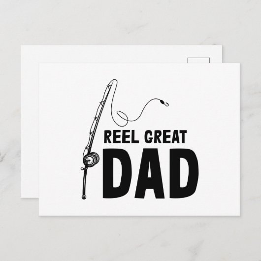 魚釣りパパリール素晴らしパパハッピーファーズデー 案内ポストカード (正面/裏面)