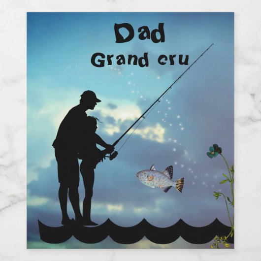 魚釣りパパ ワインラベル (シングルラベル)