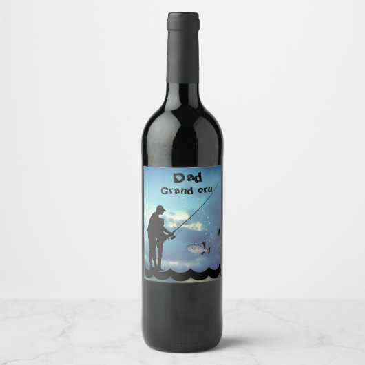 魚釣りパパ ワインラベル (正面)