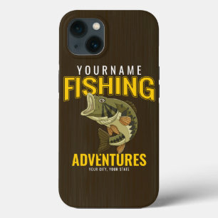 魚釣りパーソナライズされたアドベンチャーズバスフィッシュアングラー iPhone 13ケース