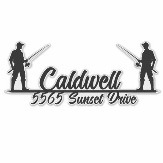 魚釣りパーソナライズされたアドレスメールボックスステッカー シール (正面)