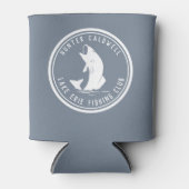 魚釣りパーソナライズされたエンブレムダスティブルー 缶クーラー (正面)