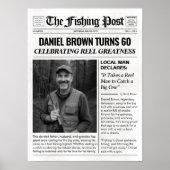 魚釣りパーソナライズされたギフト、魚釣り新聞 ポスター (正面)