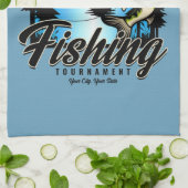 魚釣りパーソナライズされたトーナメントフィッシュアングラートマス キッチンタオル (折り畳み)