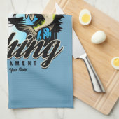 魚釣りパーソナライズされたトーナメントフィッシュアングラートマス キッチンタオル (四つ折り)