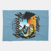 魚釣りパーソナライズされたトーナメントフィッシュアングラートマス キッチンタオル (横)