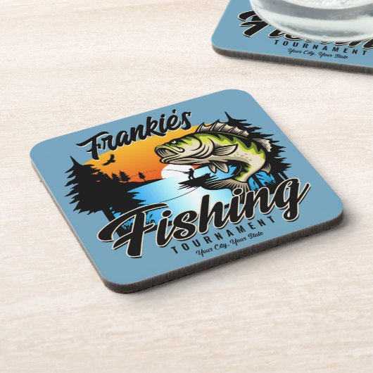 魚釣りパーソナライズされたトーナメントフィッシュアングラートマス コースター (左側)
