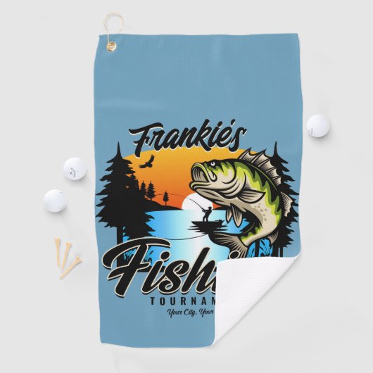 魚釣りパーソナライズされたトーナメントフィッシュアングラートマス ゴルフタオル (インサイチュ)