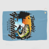 魚釣りパーソナライズされたトーナメントフィッシュアングラートマス ゴルフタオル (横)