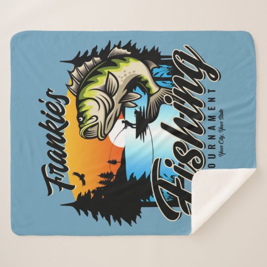 魚釣りパーソナライズされたトーナメントフィッシュアングラートマス シェルパブランケット (正面(横))