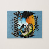 魚釣りパーソナライズされたトーナメントフィッシュアングラートマス ジグソーパズル (横)