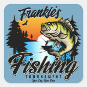 魚釣りパーソナライズされたトーナメントフィッシュアングラートマス スクエアシール (正面)