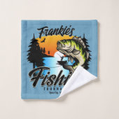 魚釣りパーソナライズされたトーナメントフィッシュアングラートマス バスタオルセット (ウォッシュタオル)